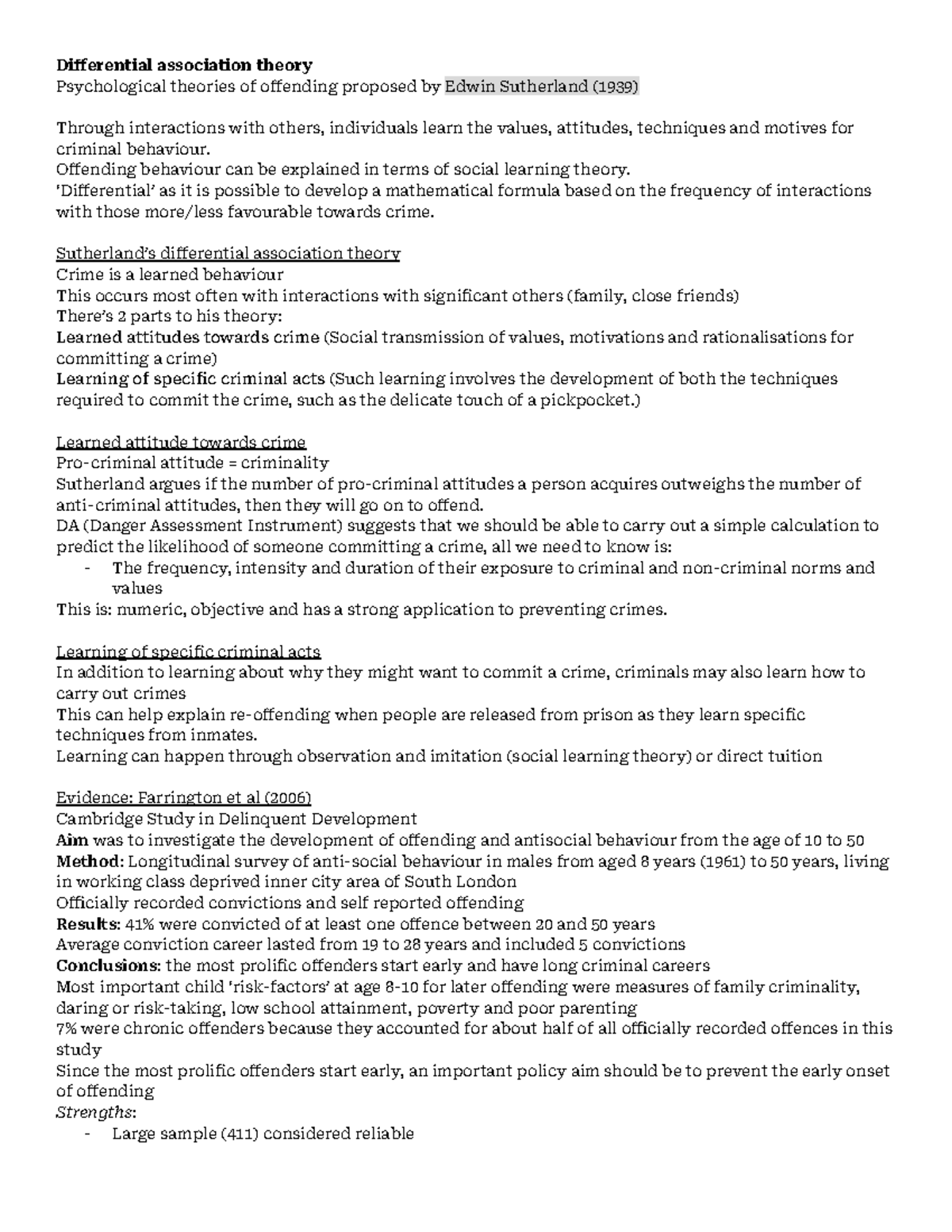 Differential association theory Differential association theory