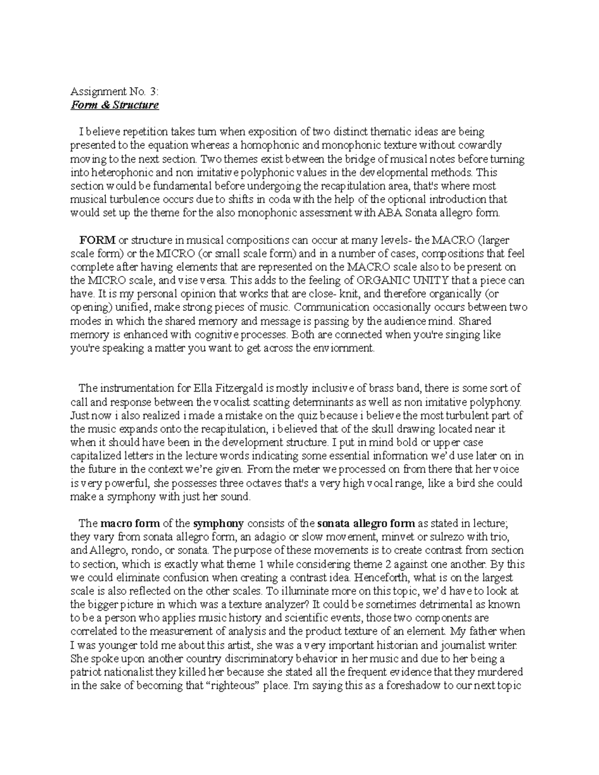 Chapter 1 exam review for professor emad - Assignment No. 3: Form ...