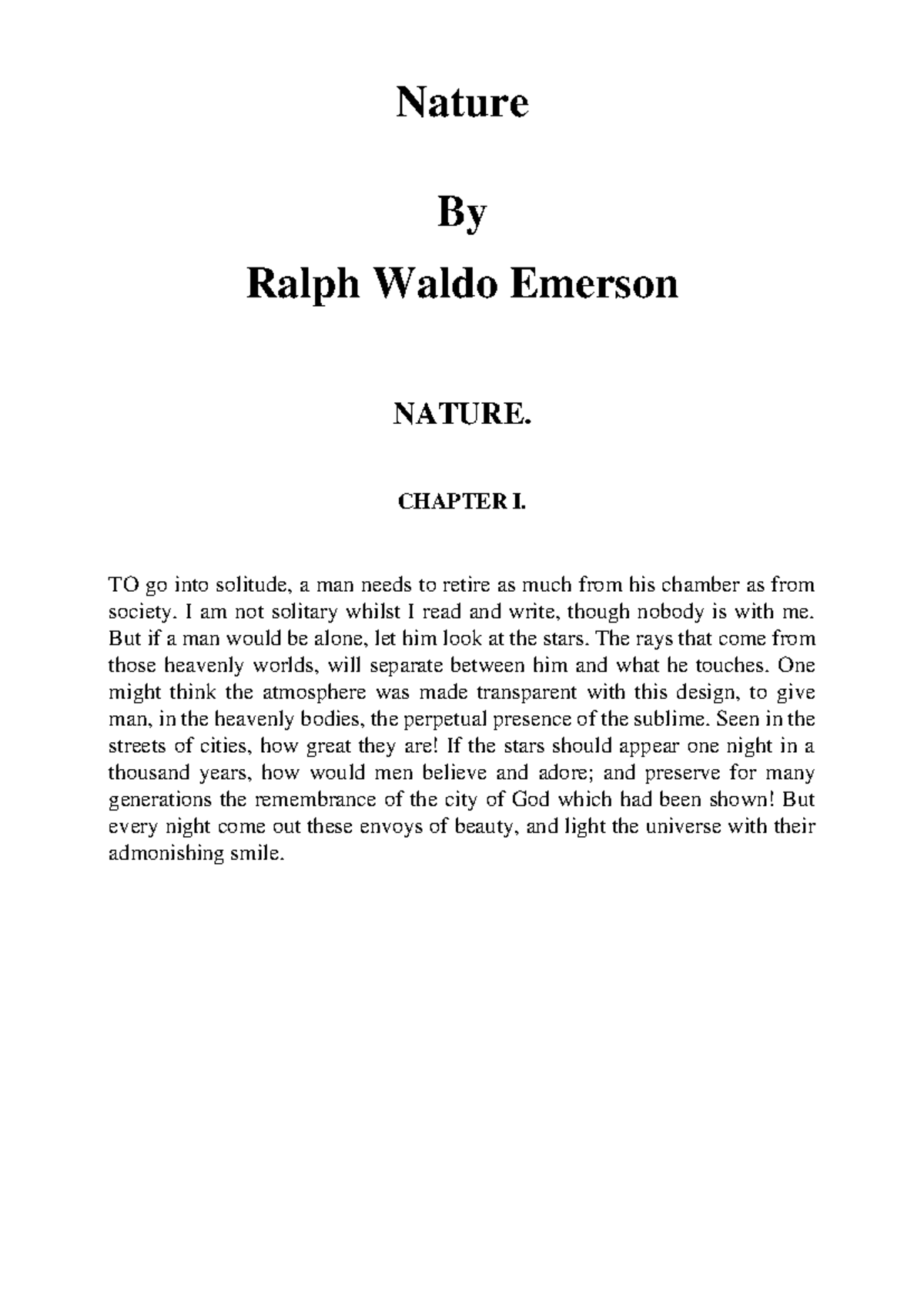 thesis of nature by ralph waldo emerson