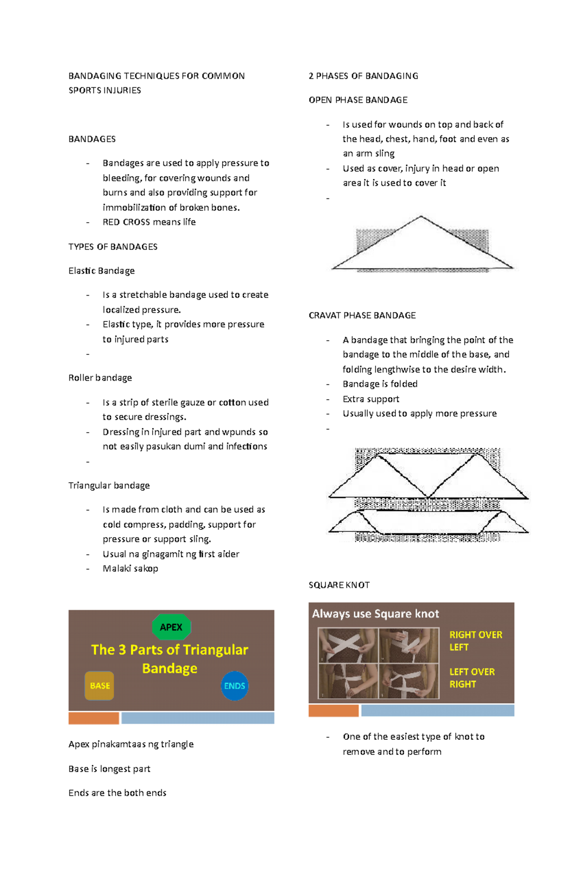 Bandaging Techniques FOR Common Sports Injuries bs nursing Studocu
