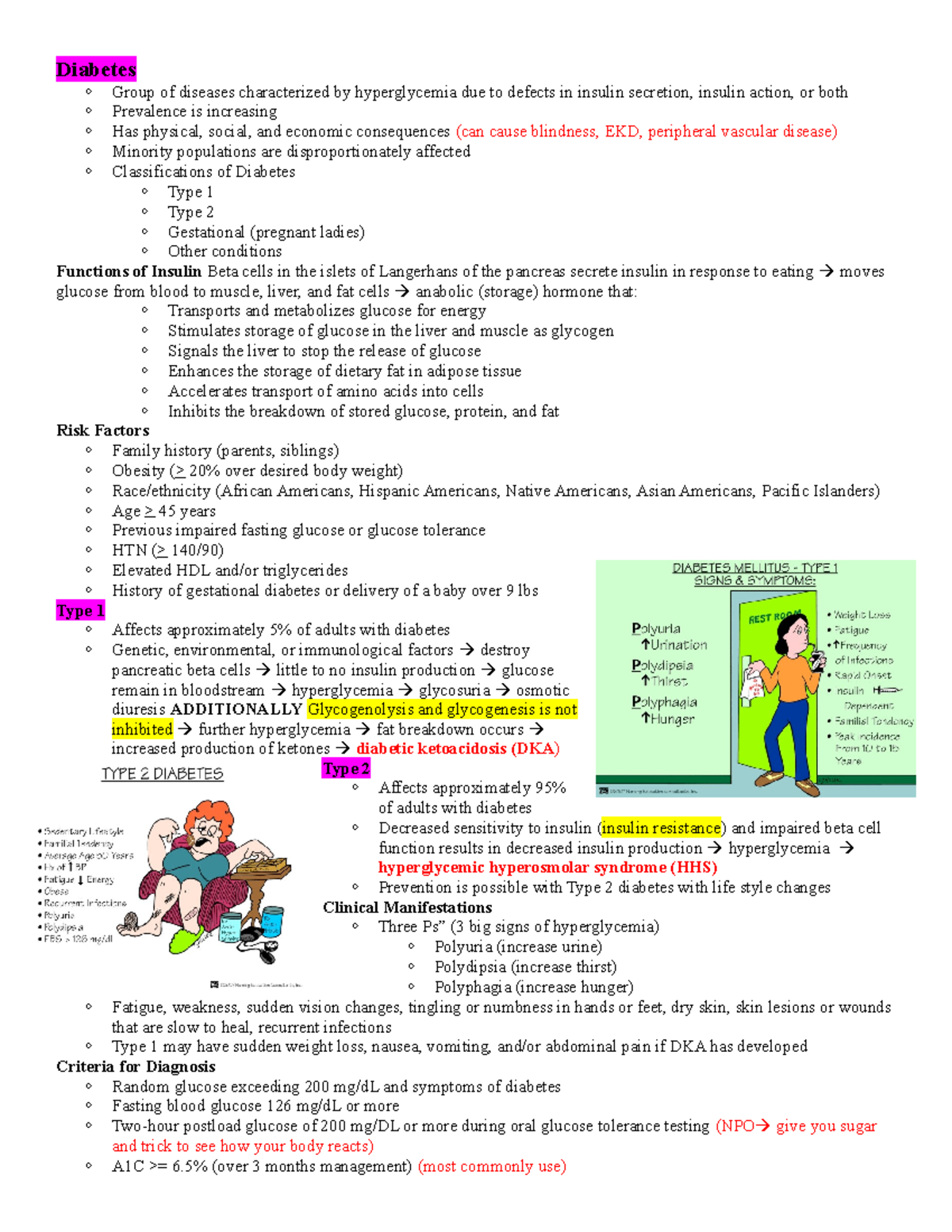 Diabetes & Urologic notes - Diabetes Group of diseases characterized ...