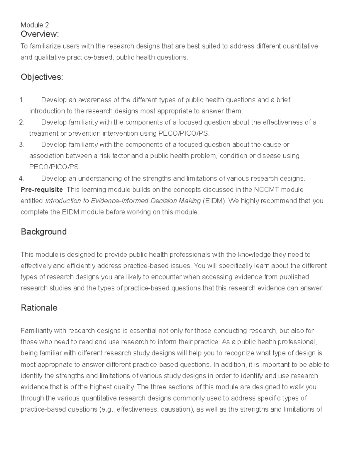 Online Module 2 - Module 2 Overview: To familiarize users with the ...