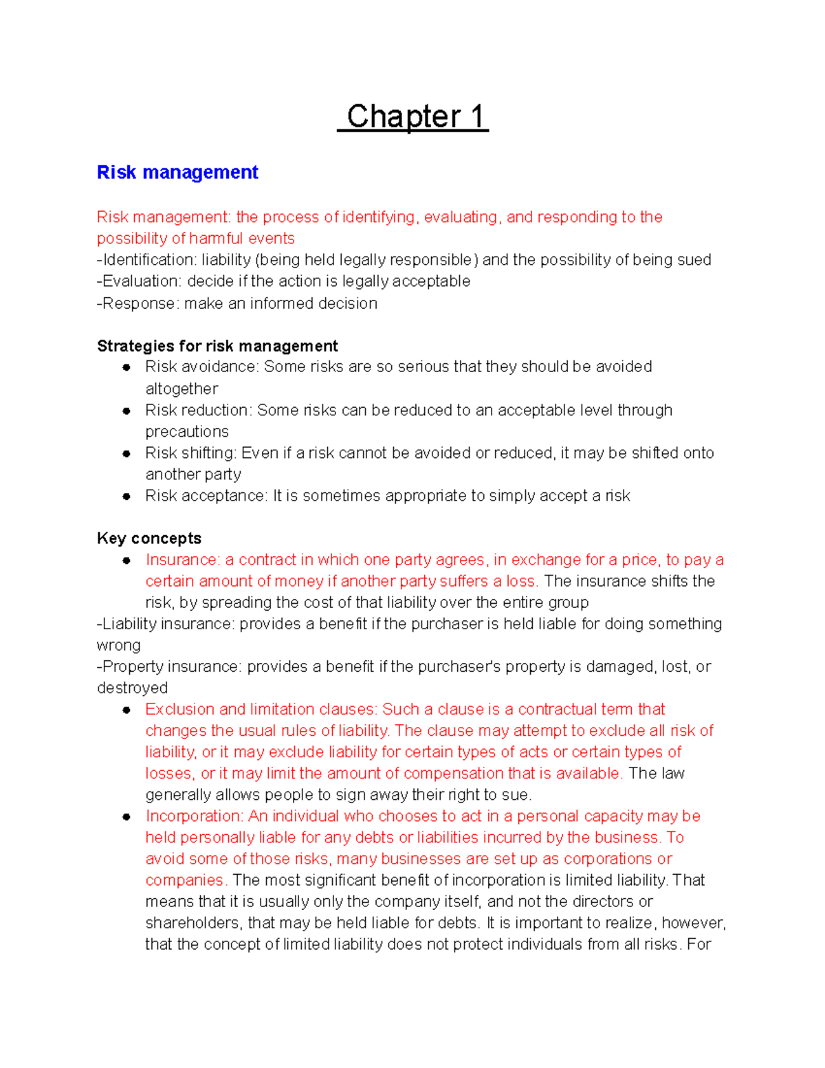 Lecture 1 - Chapter 1 Risk management Risk management: the process of ...