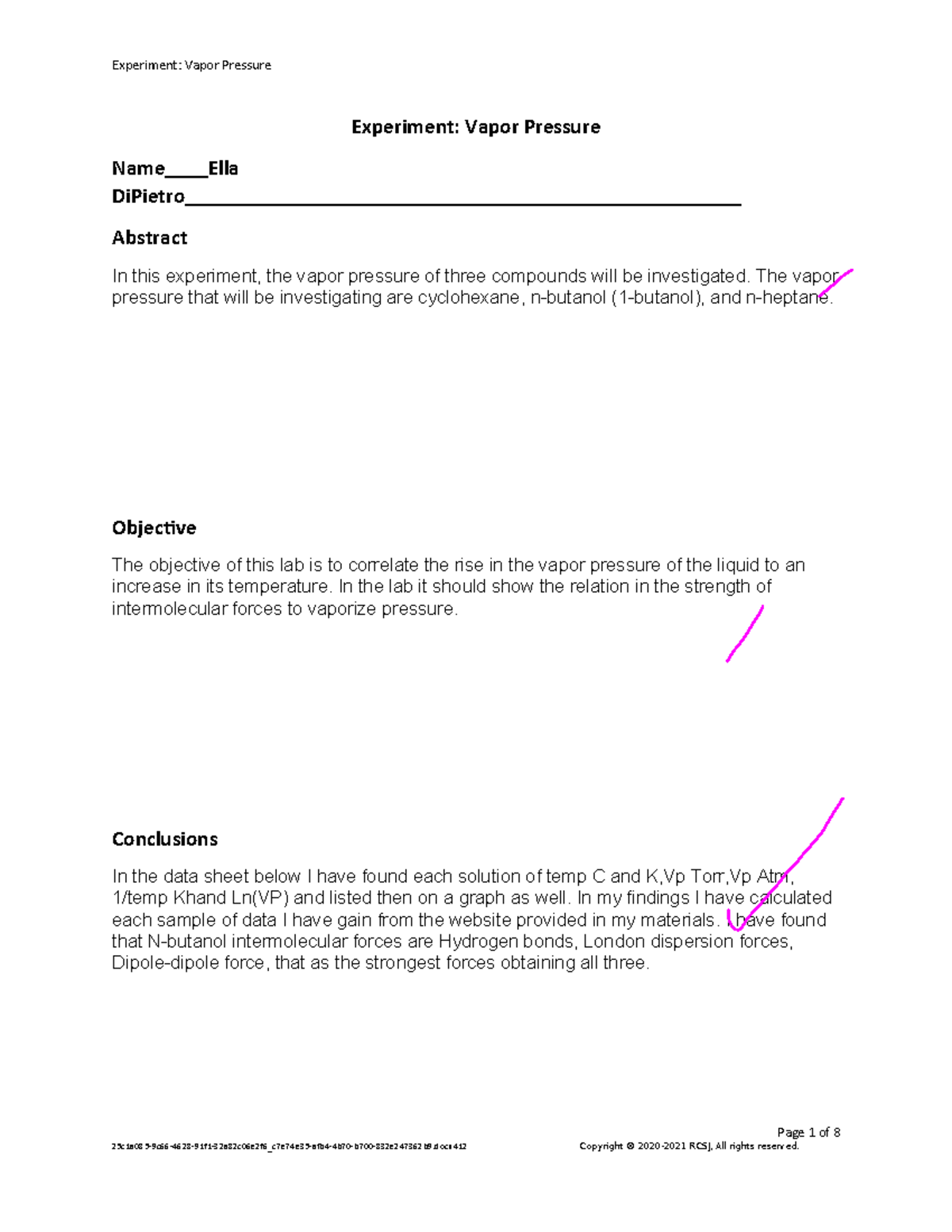 Lab+12+datasheet%281%29 - Experiment: Vapor Pressure Name____Ella - Studocu