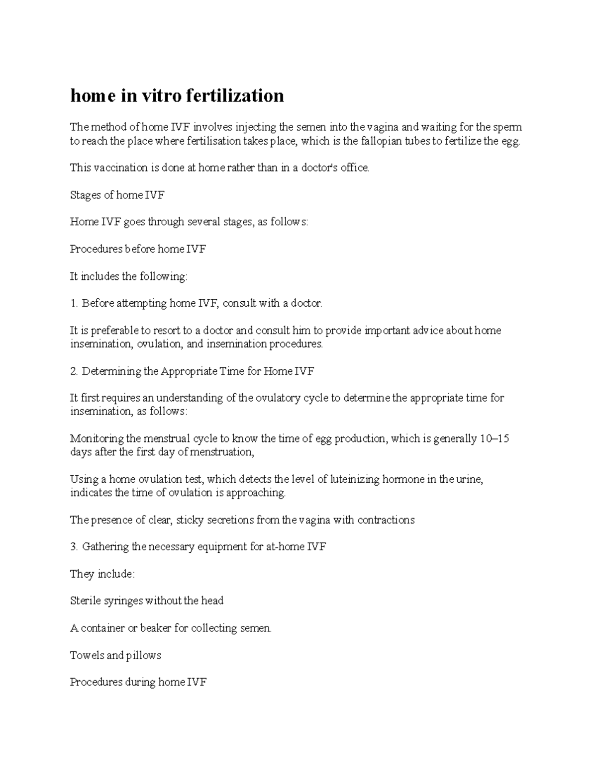 Home in vitro fertilization - home in vitro fertilization The method of ...