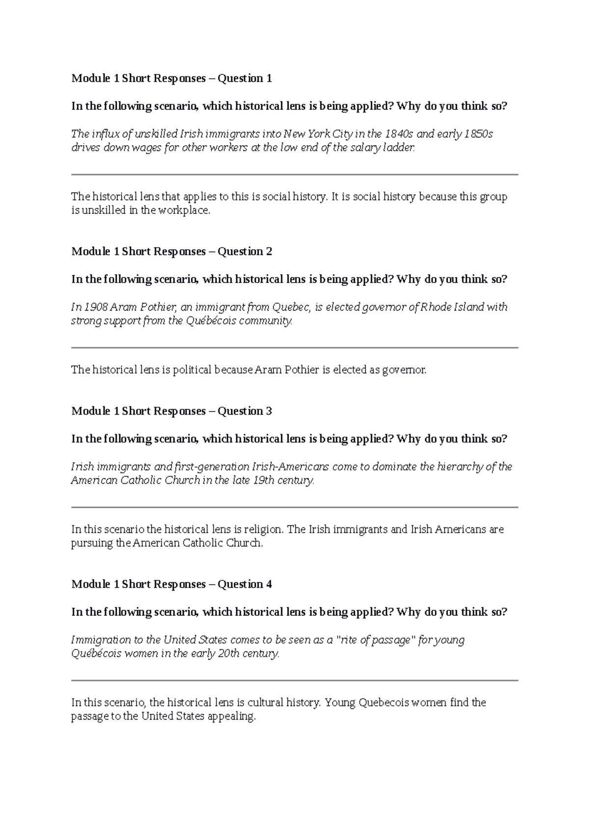 Breanna Schug HIS 200 Applied History - Module 1 Short Responses ...