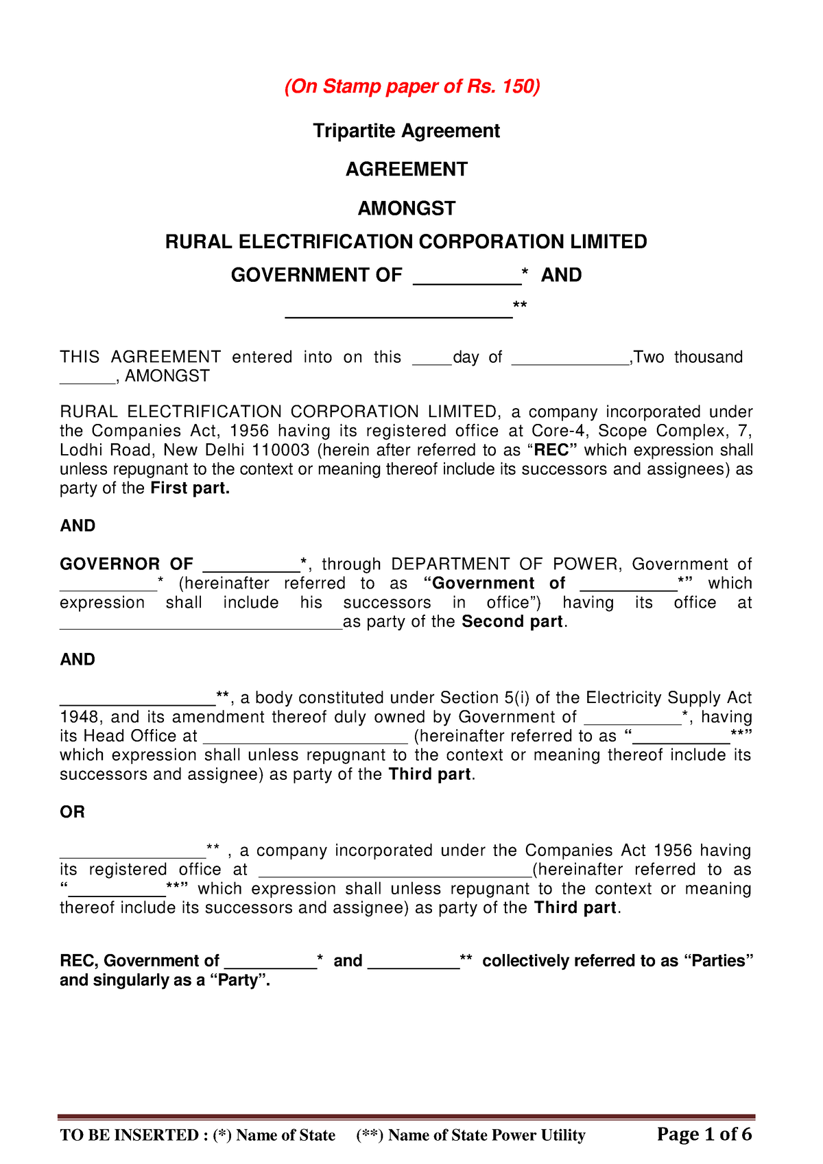 Final Tripartite Agreement - (On Stamp paper of Rs. 150) Tripartite ...