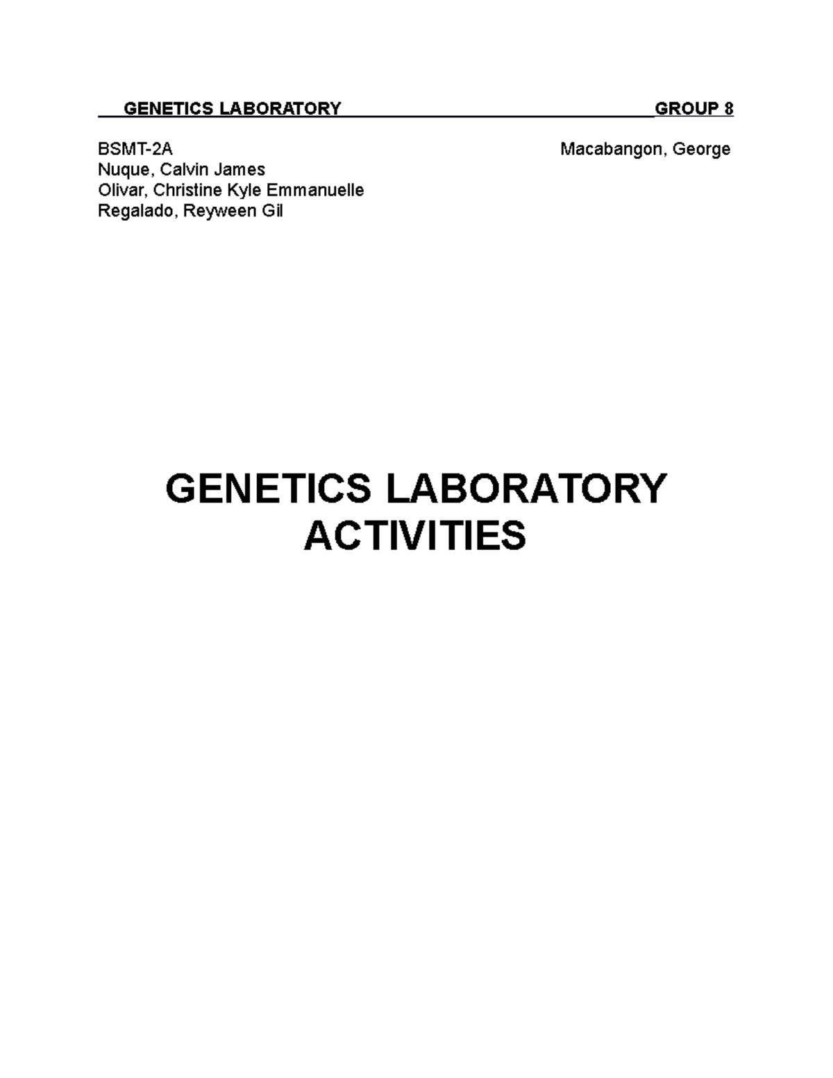 Group 8 LAB LABORATORY GROUP 8 BSMT2A Macabangon