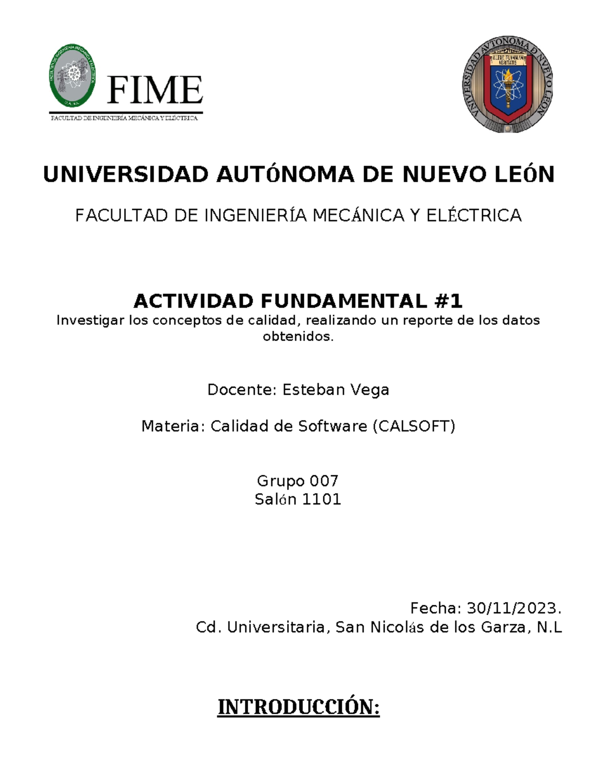 Actividad fundamental 1 - UNIVERSIDAD AUTÓNOMA DE NUEVO LEÓN FACULTAD ...