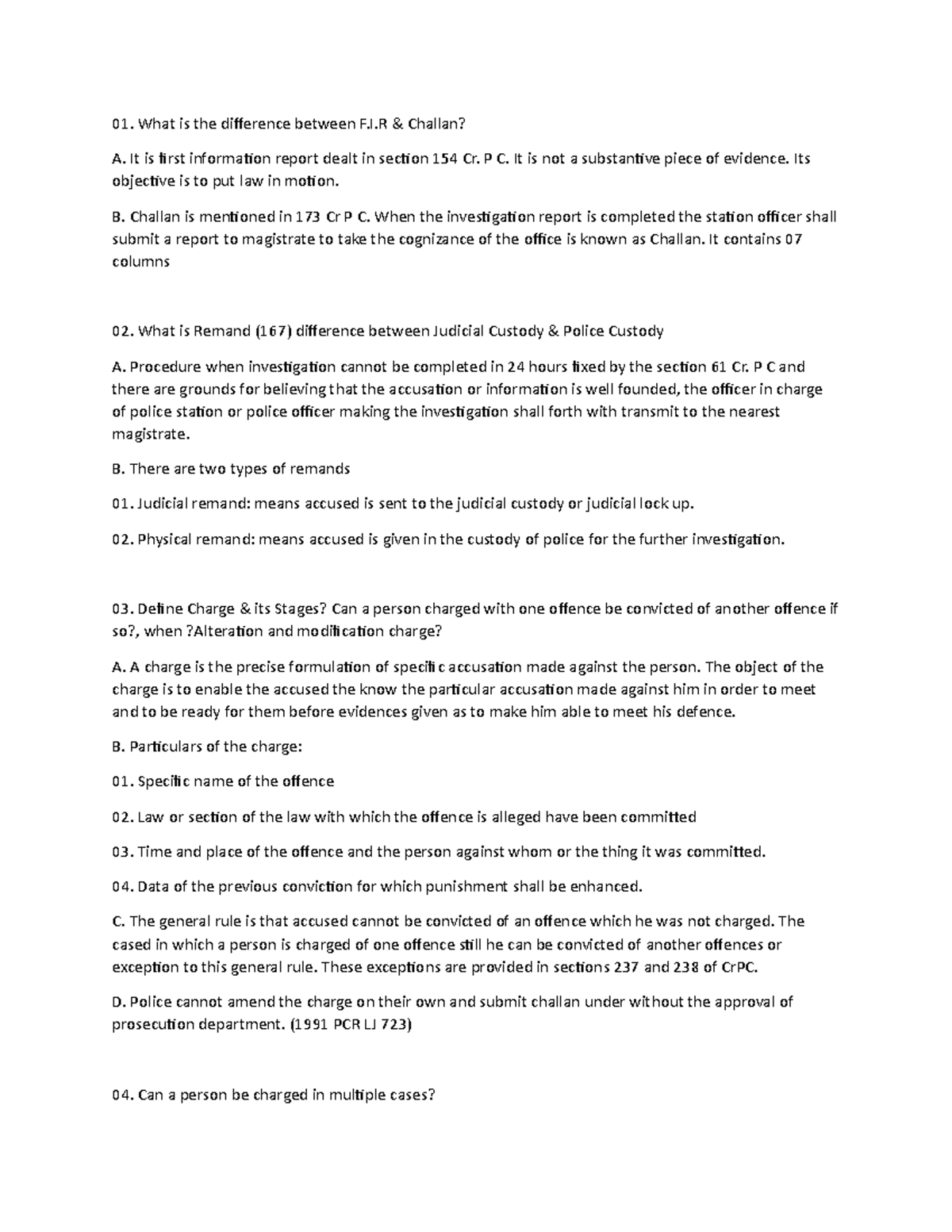 Cr PC Interview Questions - What is the difference between F.I ...