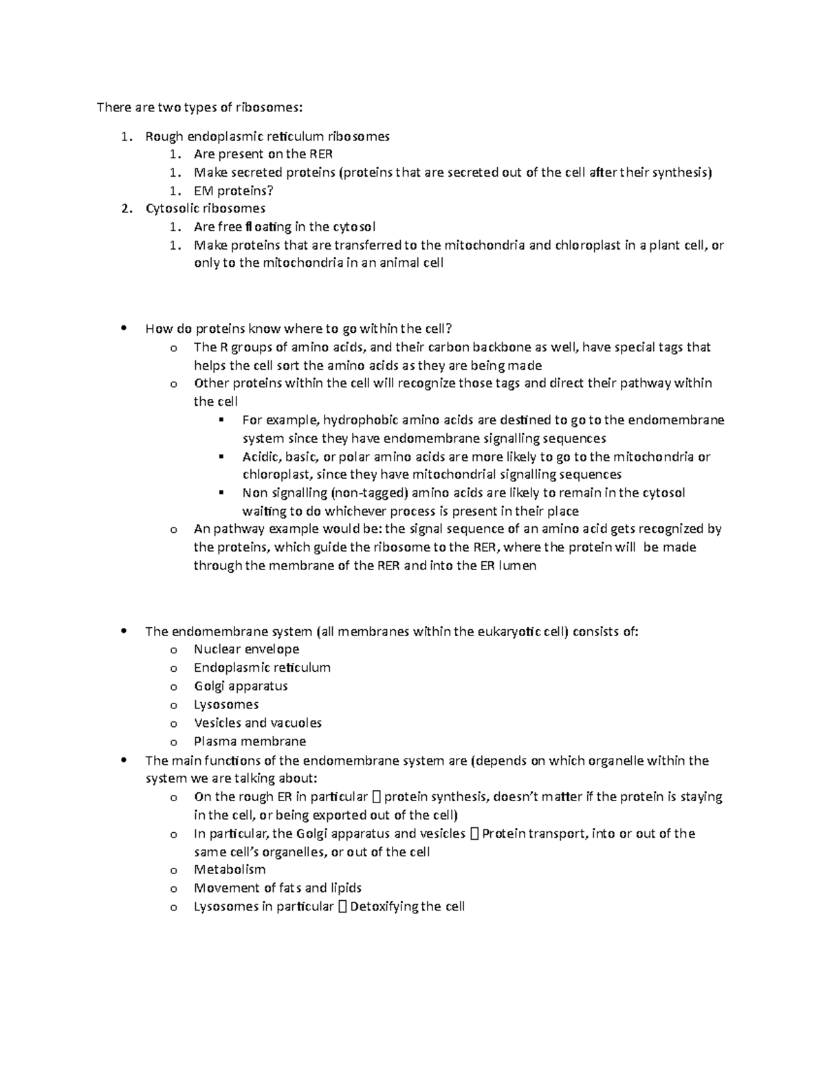 Cell structure part 2 notes - There are two types of ribosomes: 1 ...