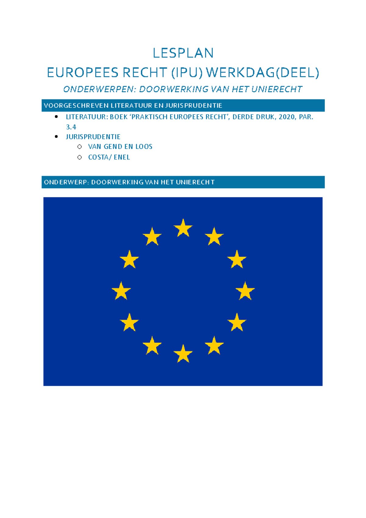 Werkdag Deel Europees Recht Oefenopdrachten, 2021-2022 - LESPLAN ...