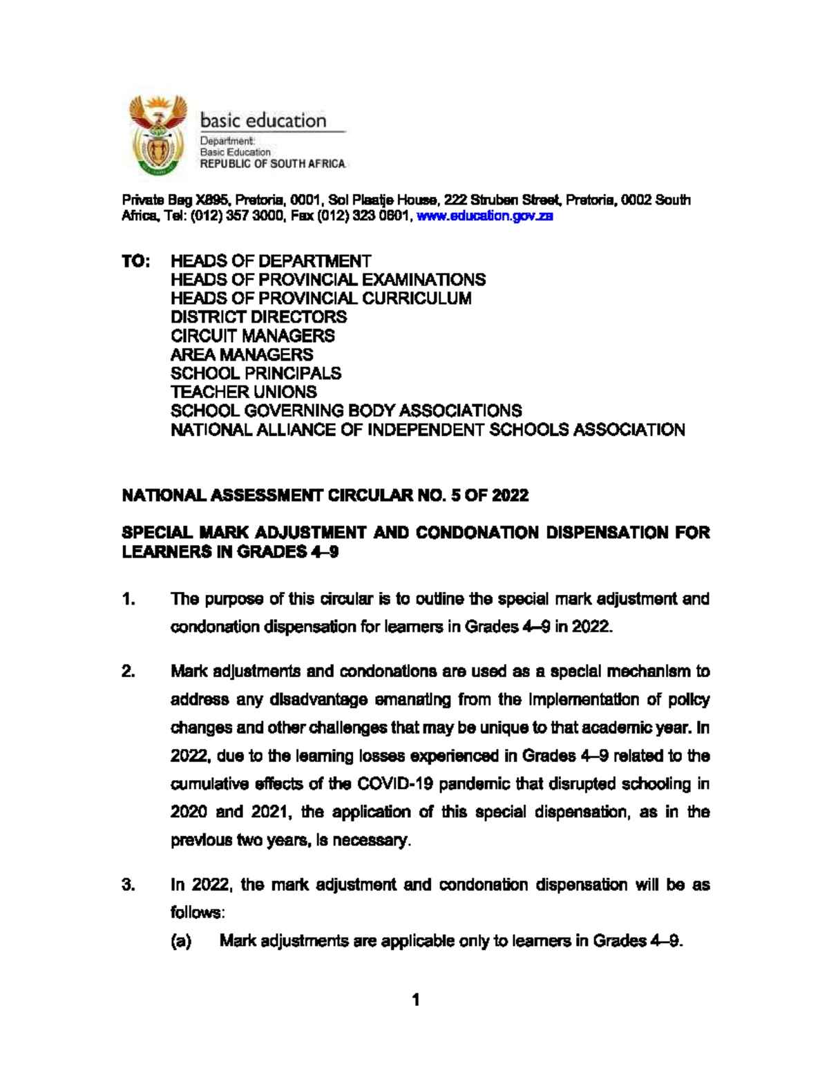 Approved National Assessment Circular No.5 of 2022 - 90104 - EMS - Studocu