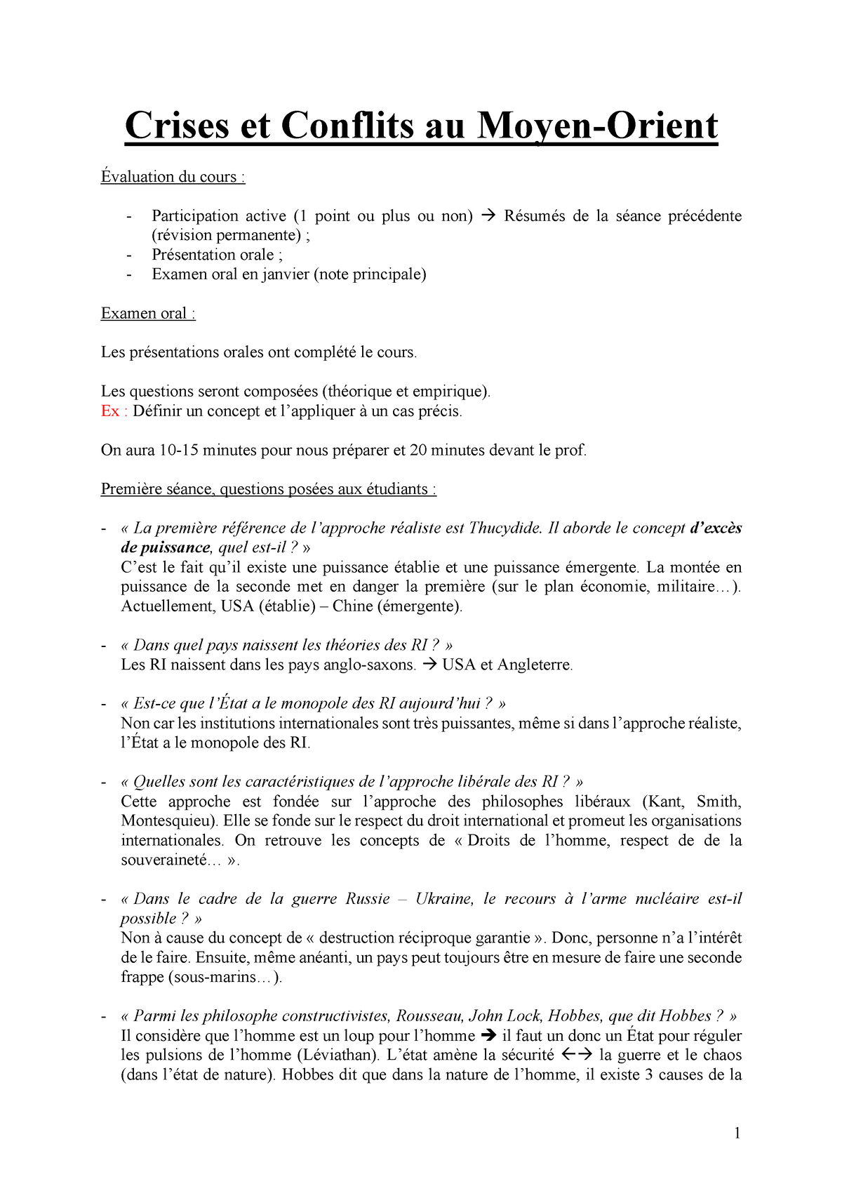 Synthèse-Crises Et Conflits Au Moyen-Orient - Crises Et Conflits Au ...