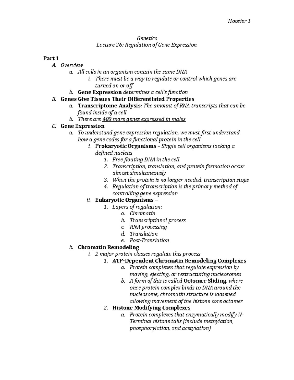 L26 – Regulation of Expression - Genetics Lecture 26: Regulation of ...