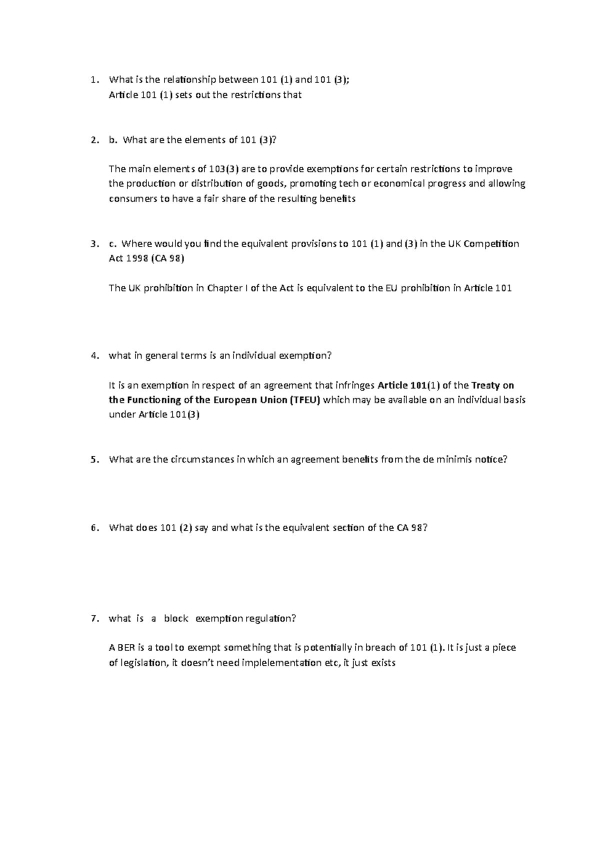 Seminar 2 - What is the relationship between 101 (1) and 101 (3 ...