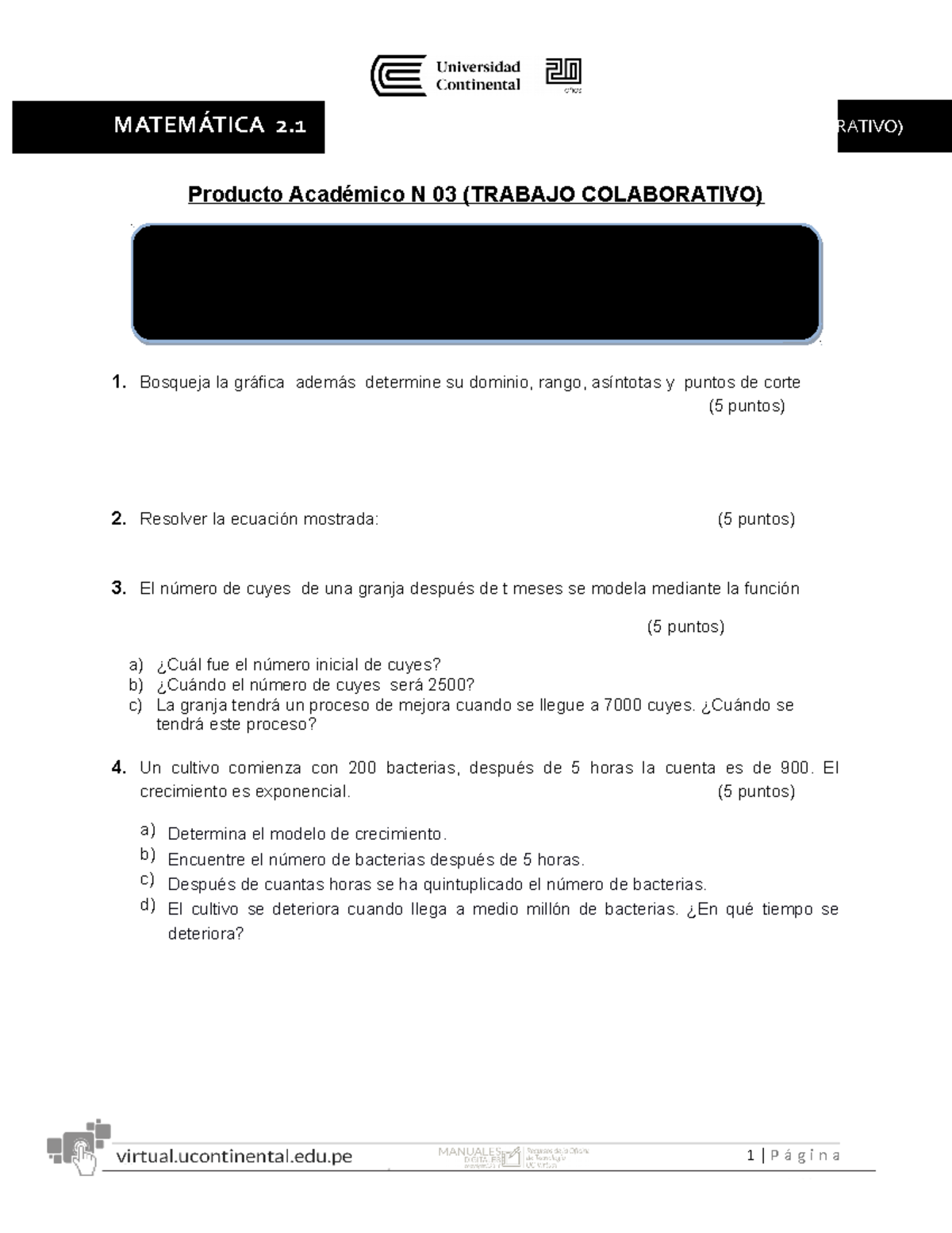 Producto Academico 3 Matematica 2.1 - Producto Académico N 03 (TRABAJO ...