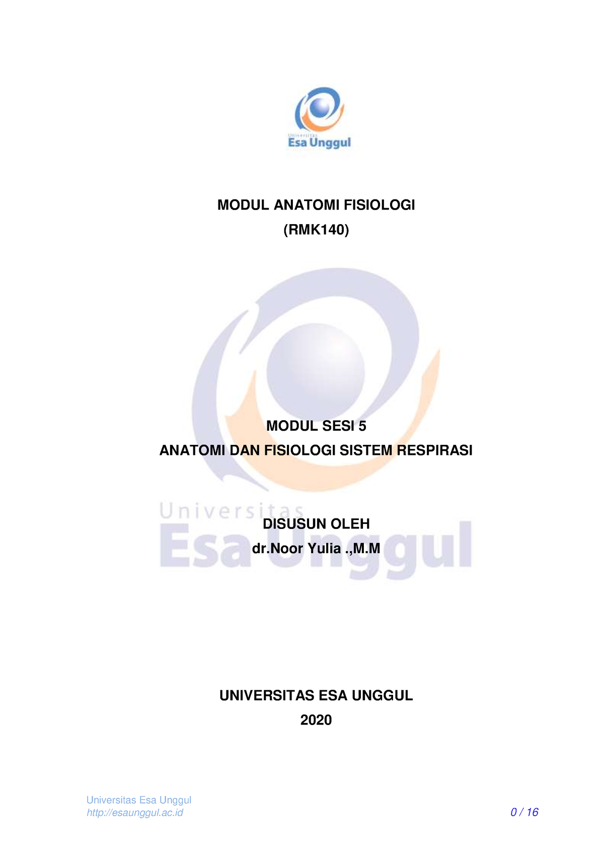 Modul Sesi 5 RMK140 Anatomi Fisiologi - Universitas Esa Unggul ...