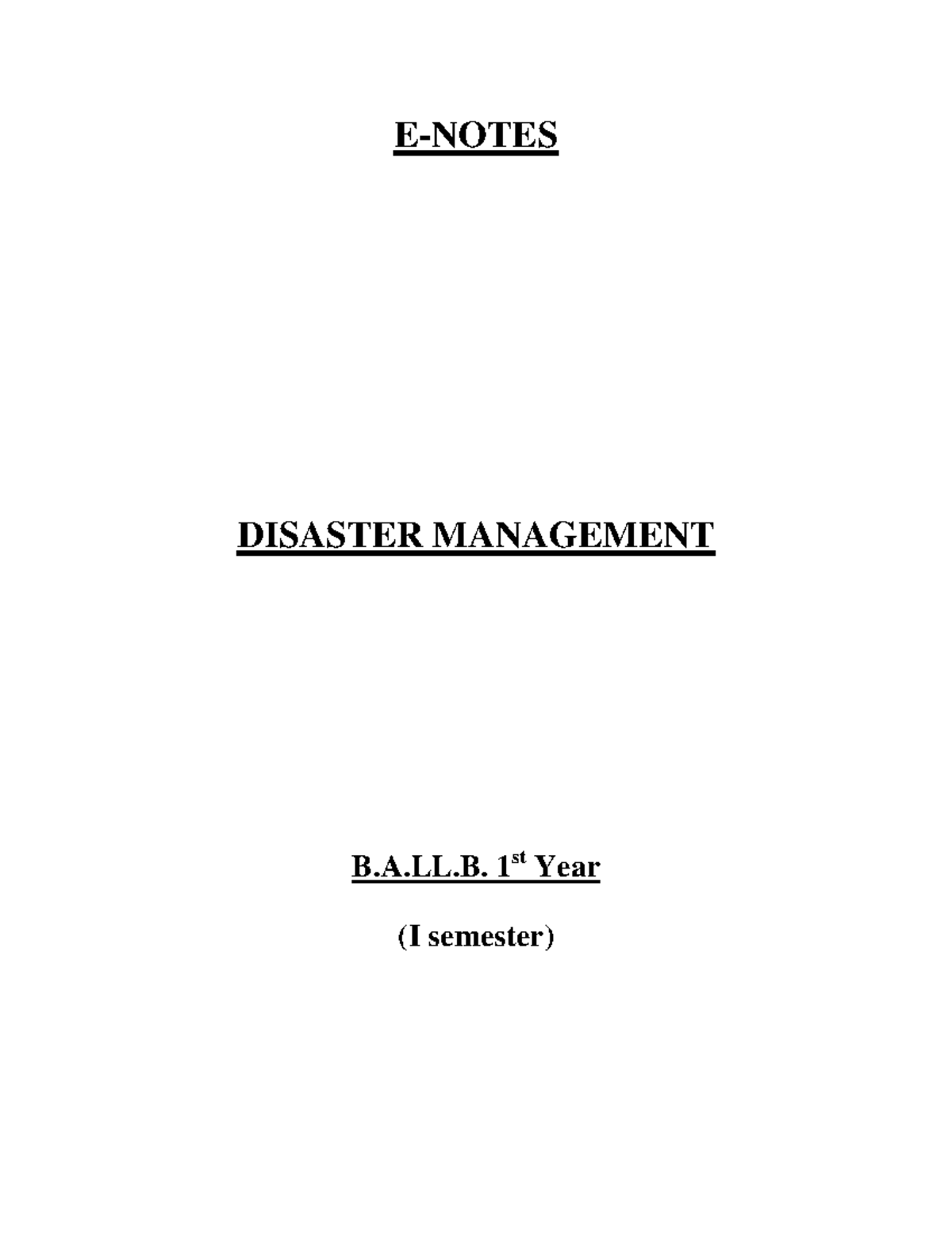 Disaster Management- Unit 1,2,3,4 - E-NOTES DISASTER MANAGEMENT B.A.LL ...