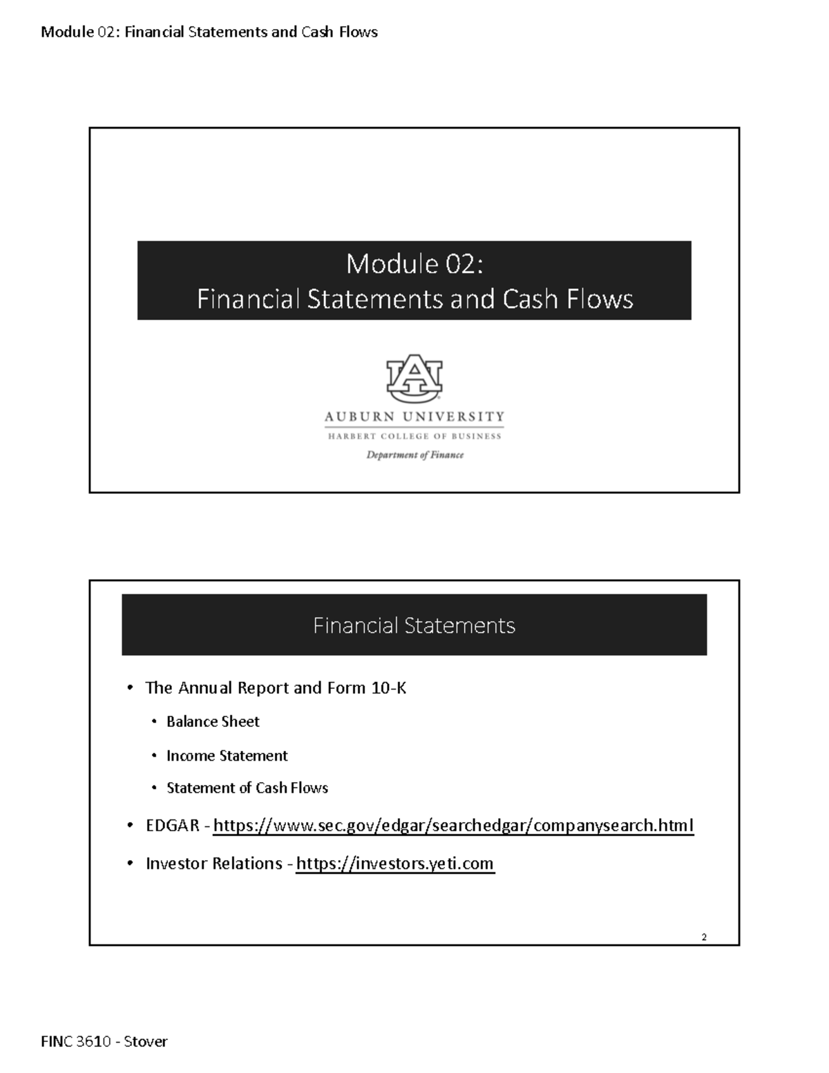 02 financial statements and cash flows - Module 02: Financial ...