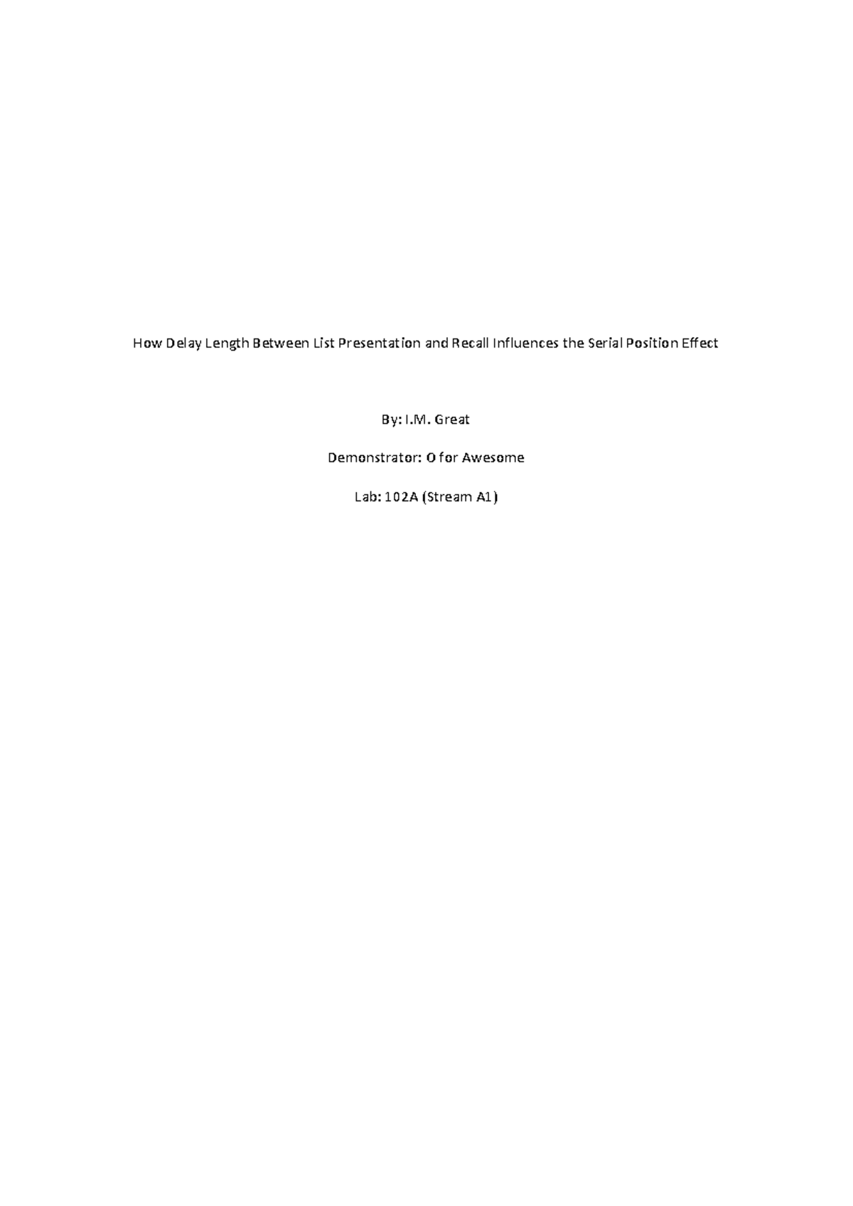 Sample Serial Position Lab Report 2024 - How Delay Length Between List ...