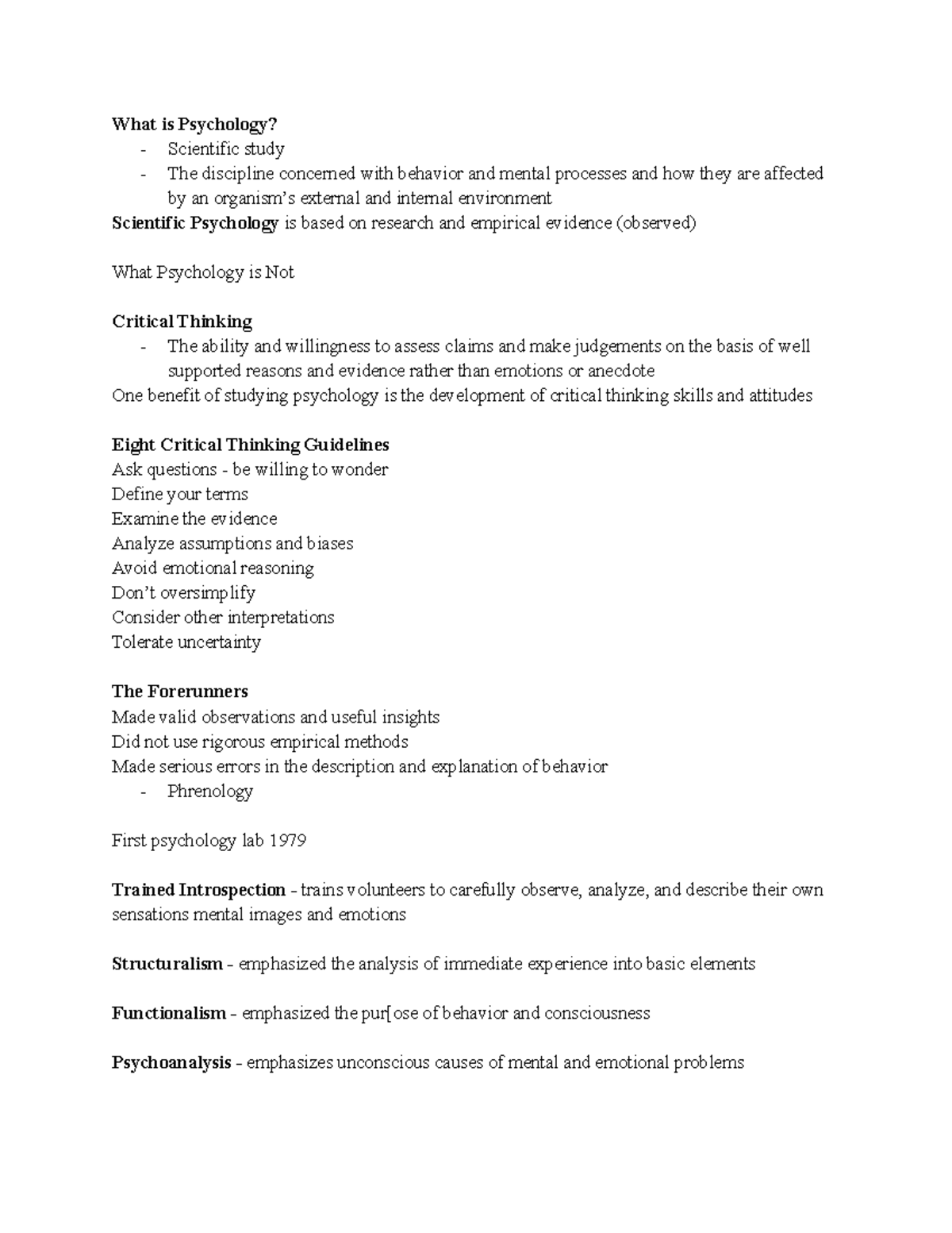 PSY 100 Lecture notes from Professor Blankenship's Intro to