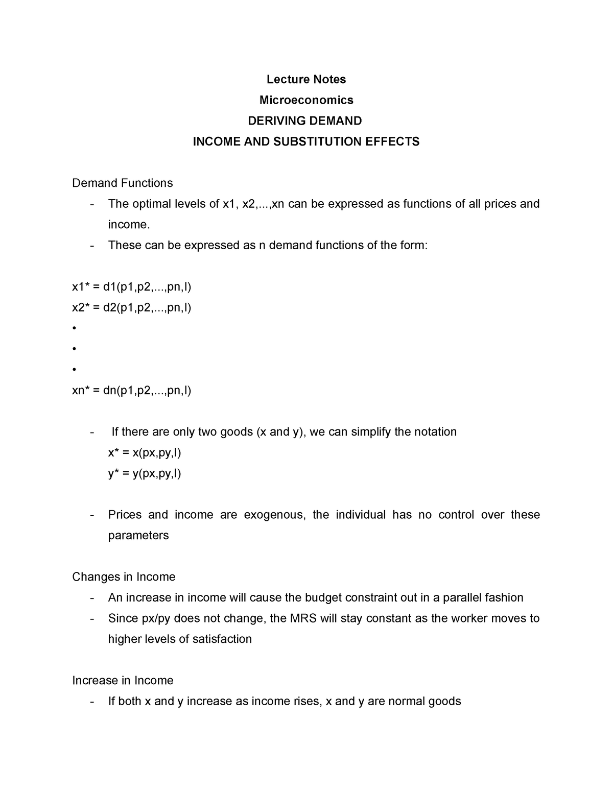 lecture-notes-income-and-substitution-effects-lecture-notes