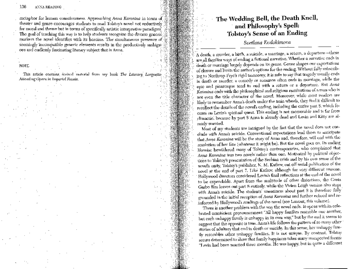 Endings of AK Ends of Tolstoj's masterpiece Russian studies Studocu