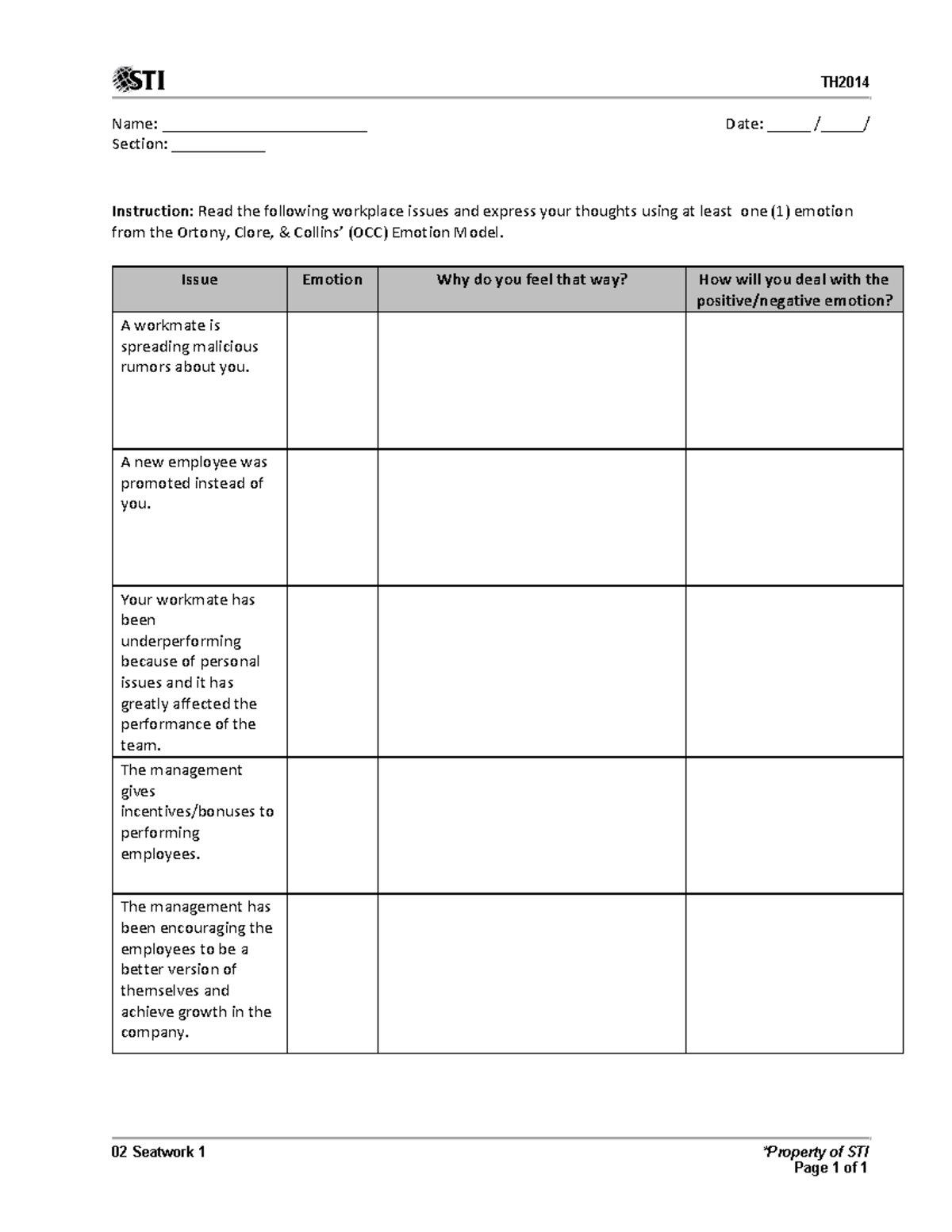 02 Seatwork 1 - 2022 - TH 02 Seatwork 1 *Property of STI Page 1 of 1 ...