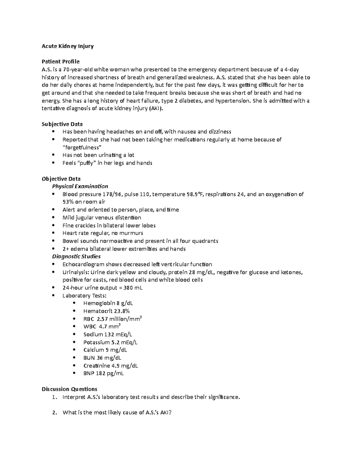 nursing case study renal failure