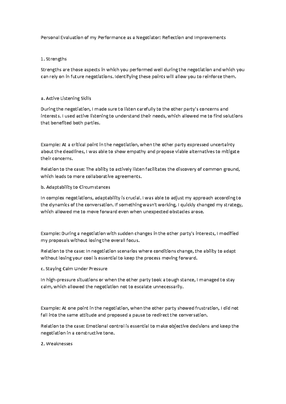 SELF- Analysis - ISC UPC - Personal Evaluation of my Performance as a ...