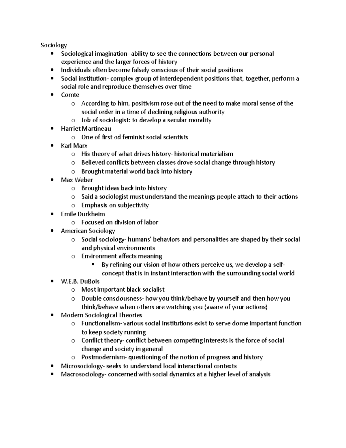 Sociology notes - William Hale - Sociology Sociological imagination ...