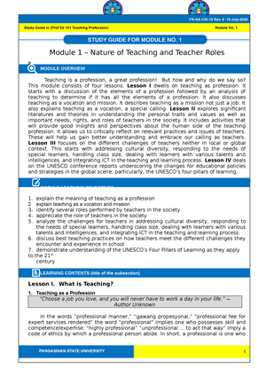 Module 1 Teaching PROF First SEM 2022-23 - Module 1 – Nature Of ...