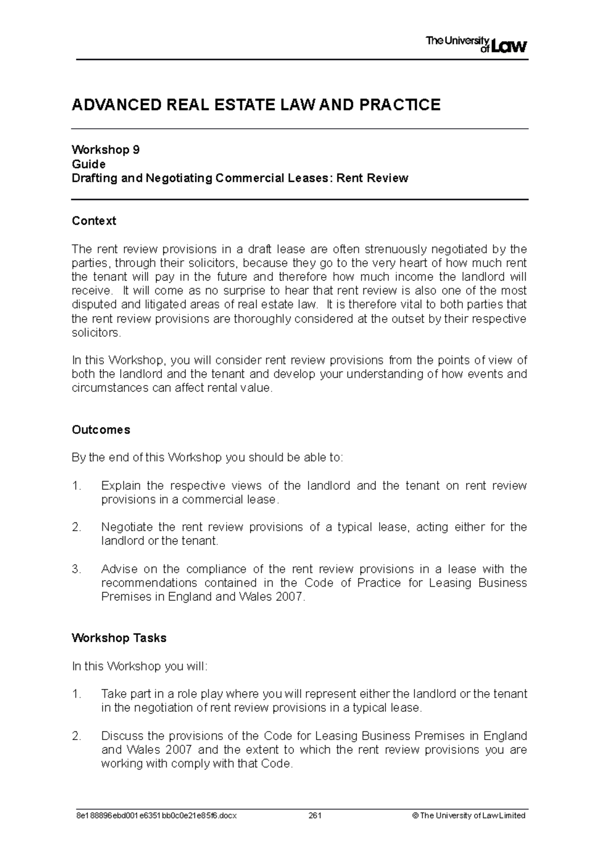 1920 are ws09 ce01 guide - ADVANCED REAL ESTATE LAW AND PRACTICE ...