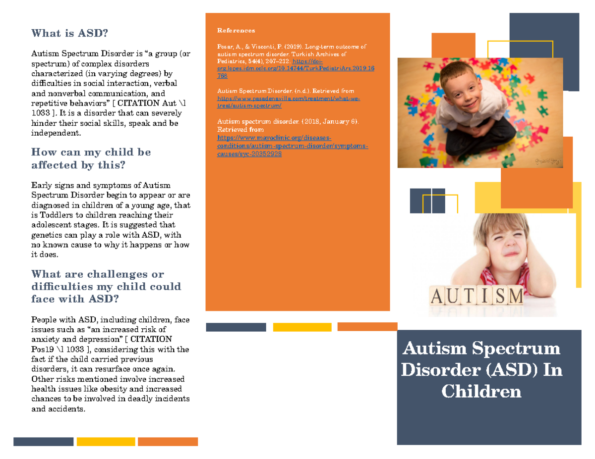 PSY-102 Mental Health and Wellness Brochure - What is ASD? Autism ...