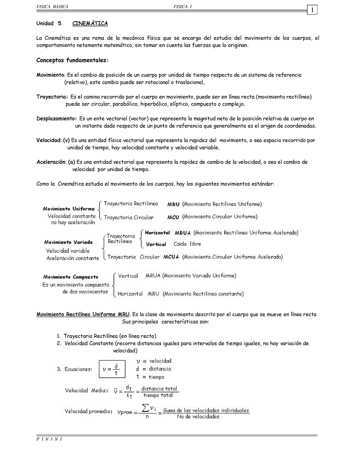 Unidad 4 Cinematica - Física - 1 Unidad 5. CINEMÁTICA La Cinemática Es ...
