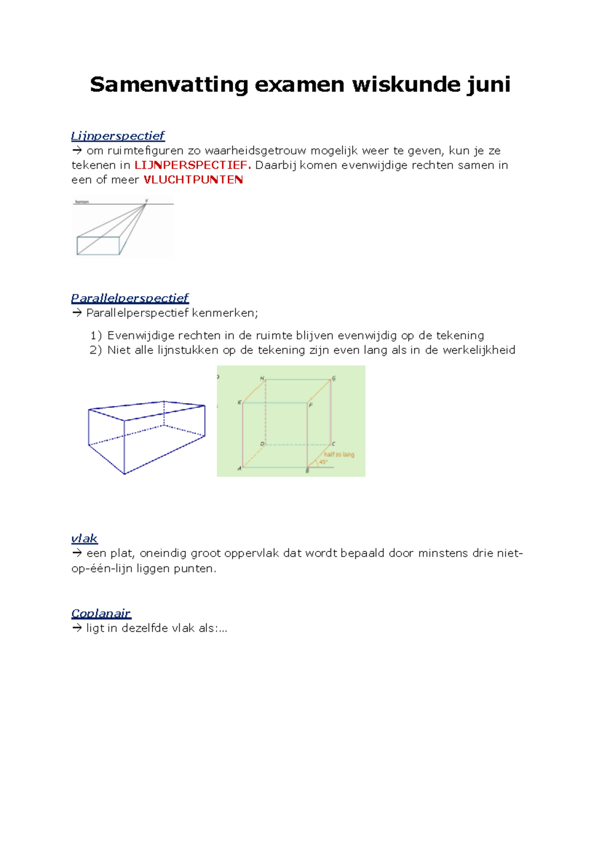 Samenvatting Examen Wiskunde Juni Samenvatting Examen Wiskunde Juni