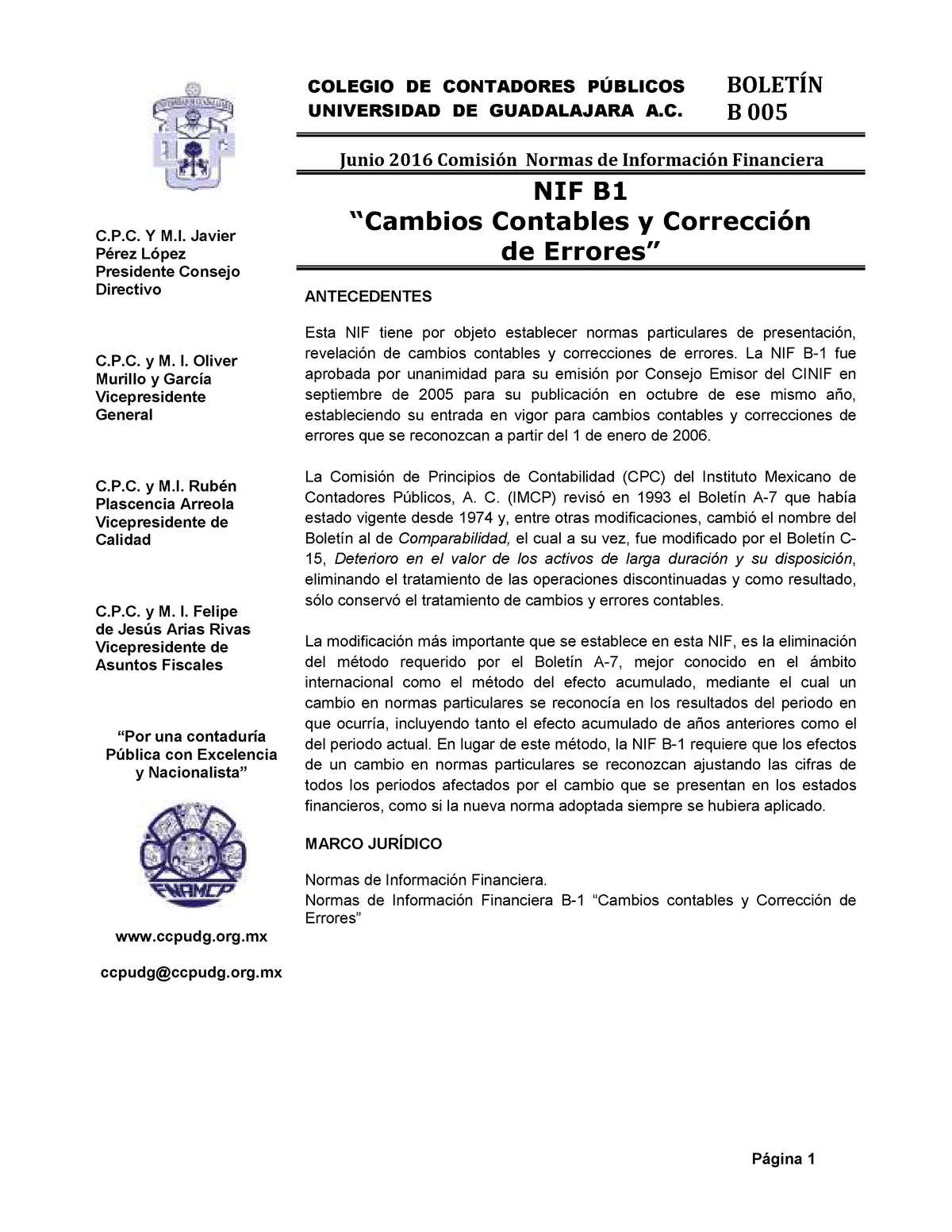 Boletin NIF NIF B 1 Cambios Contables Y Correccion DE Errores - C.P. Y ...