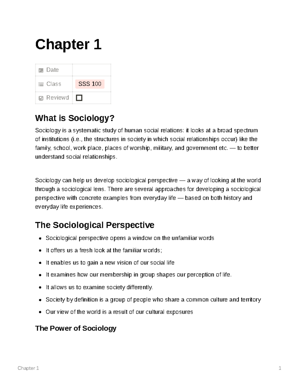 a sociology experiment chapter 1