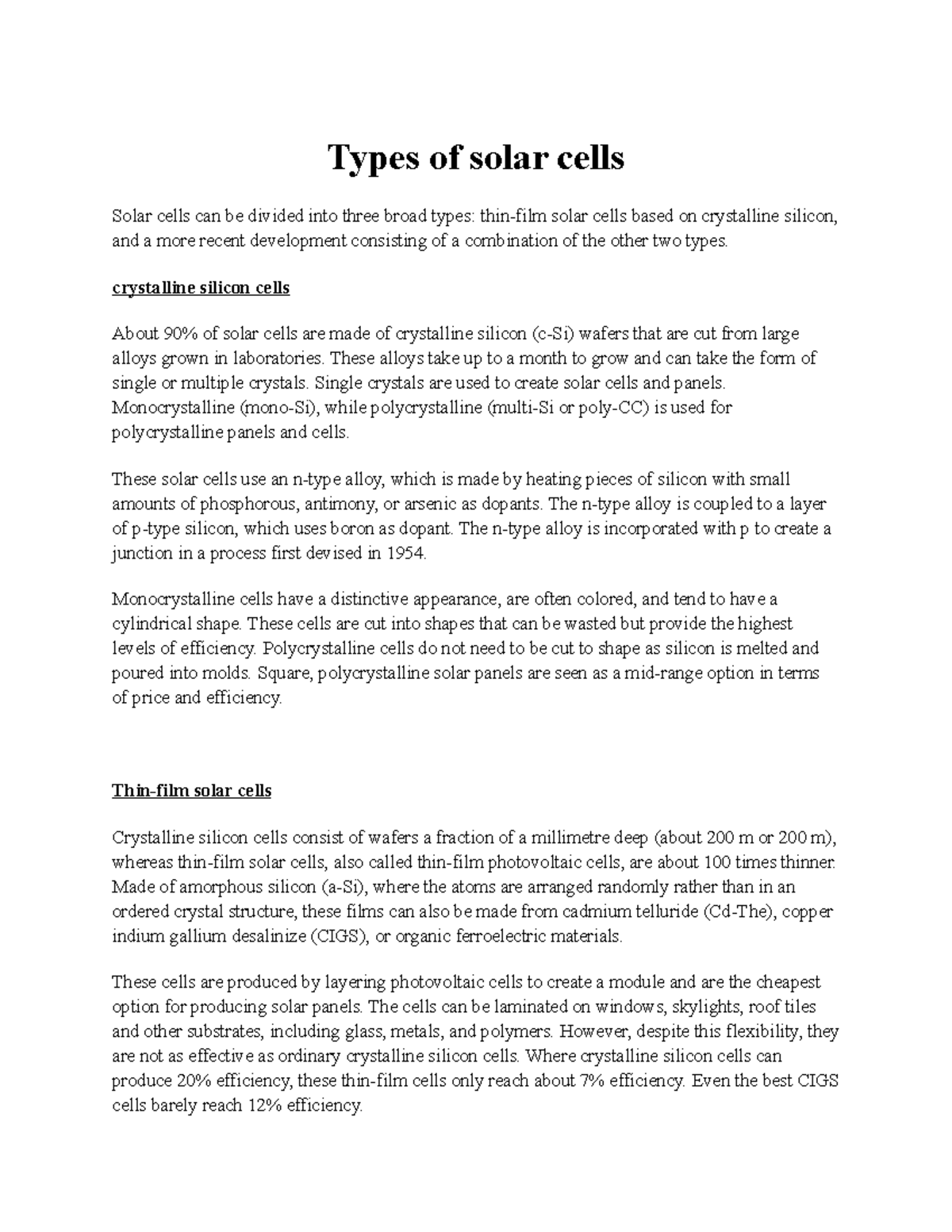 types-of-solar-cells-assignment-biology-grade-11-sbi3c1-types