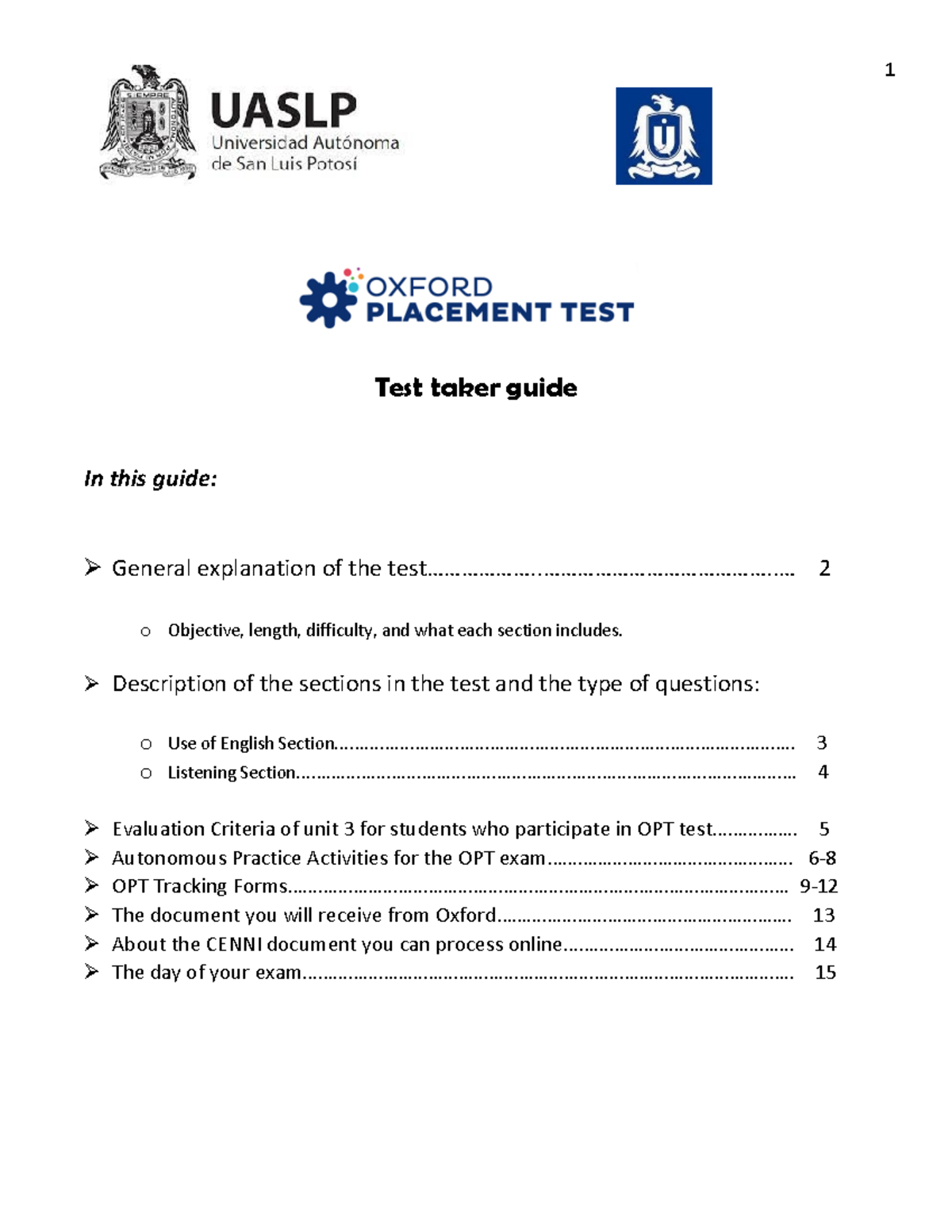 OPT Preparation Guide Oct2024 - Test taker guide In this guide: General ...
