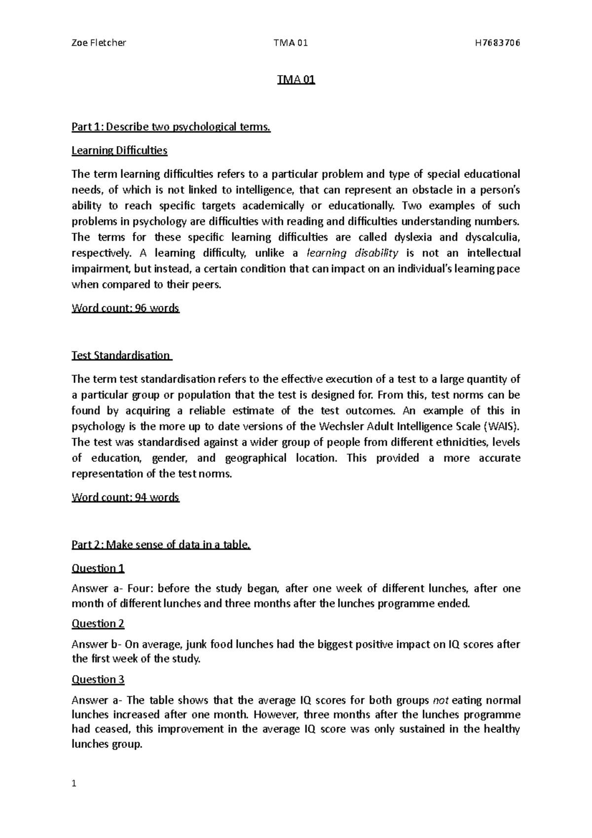 Zoe Fletcher H7683706 D100 TMA01 Zoe Fletcher TMA 01 H TMA 01 Part 1