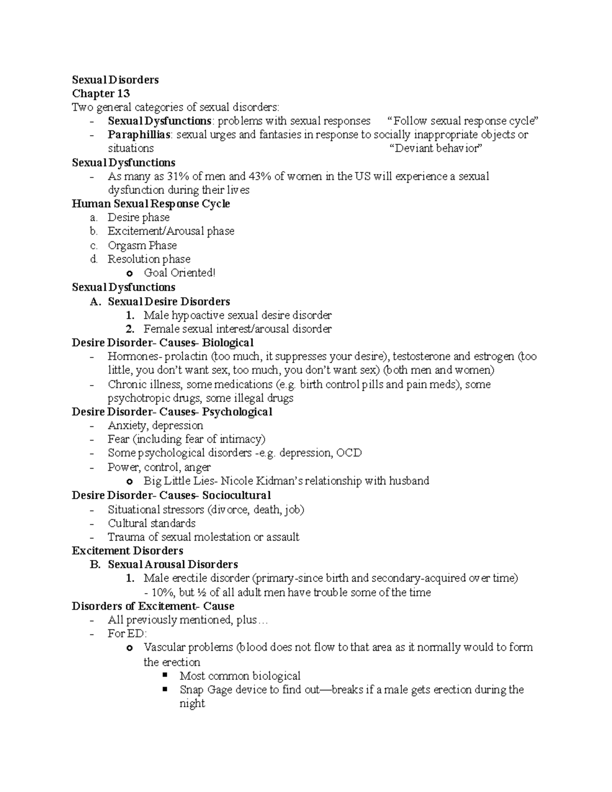 PSY405 Ch13 - Lecture notes chapter 13 - Sexual Disorders Chapter 13 ...