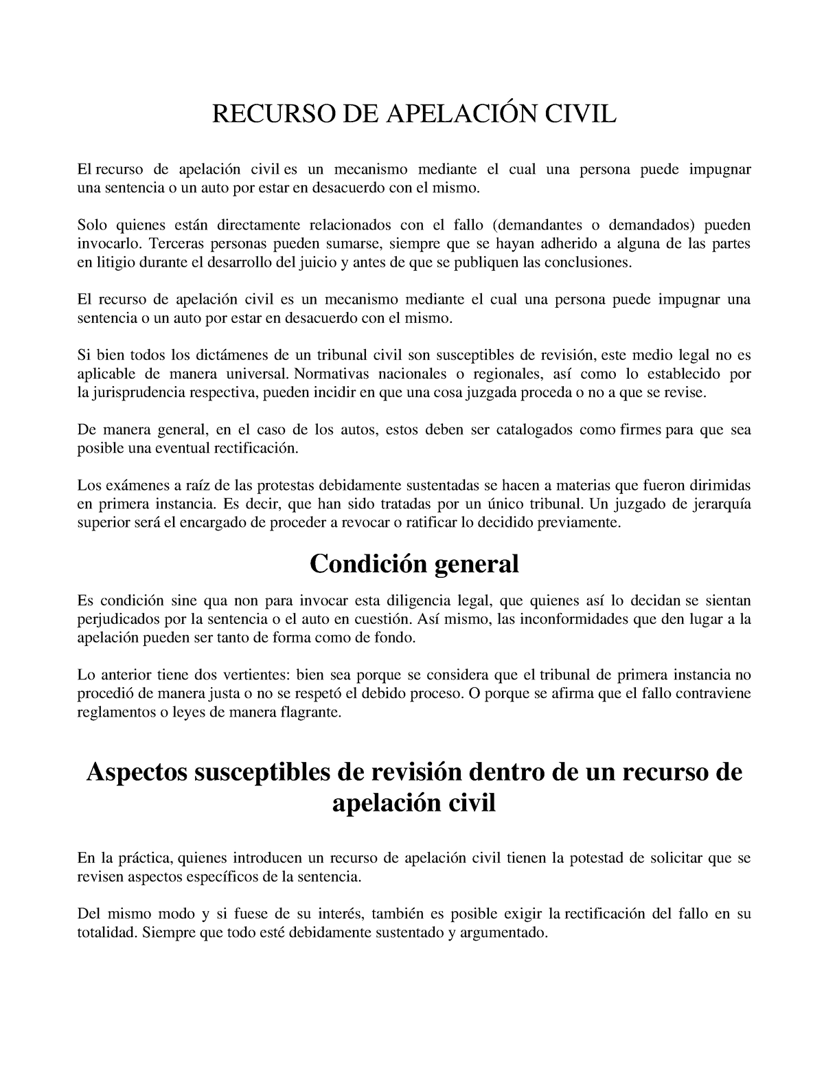 Recurso De Apelación Civil Convertido Recurso De ApelaciÓn Civil El Recurso De Apelación Civil 3648