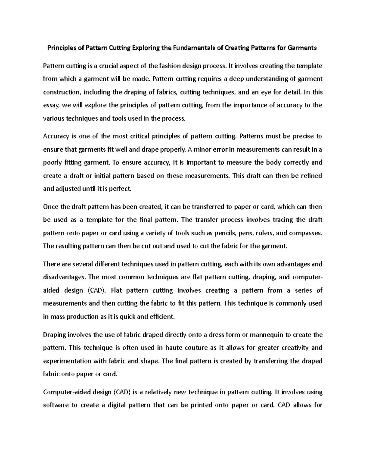Principles of Pattern Cutting Exploring the Fundamentals of Creating ...