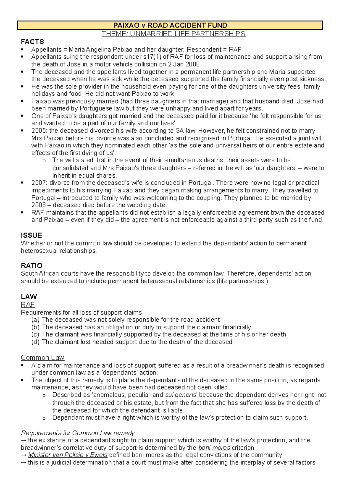 Paixao v ROAD Accident FUND PAIXAO v ROAD ACCIDENT FUND THEME