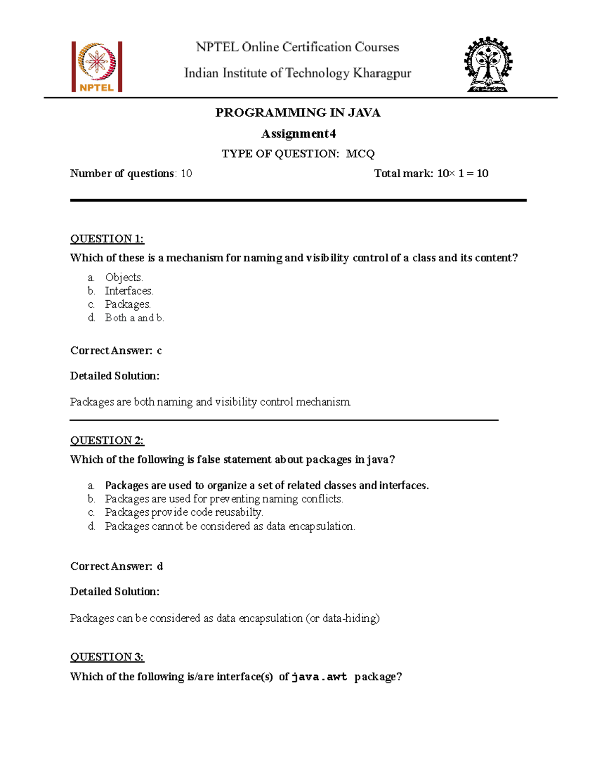 assignment problem mcq with answers