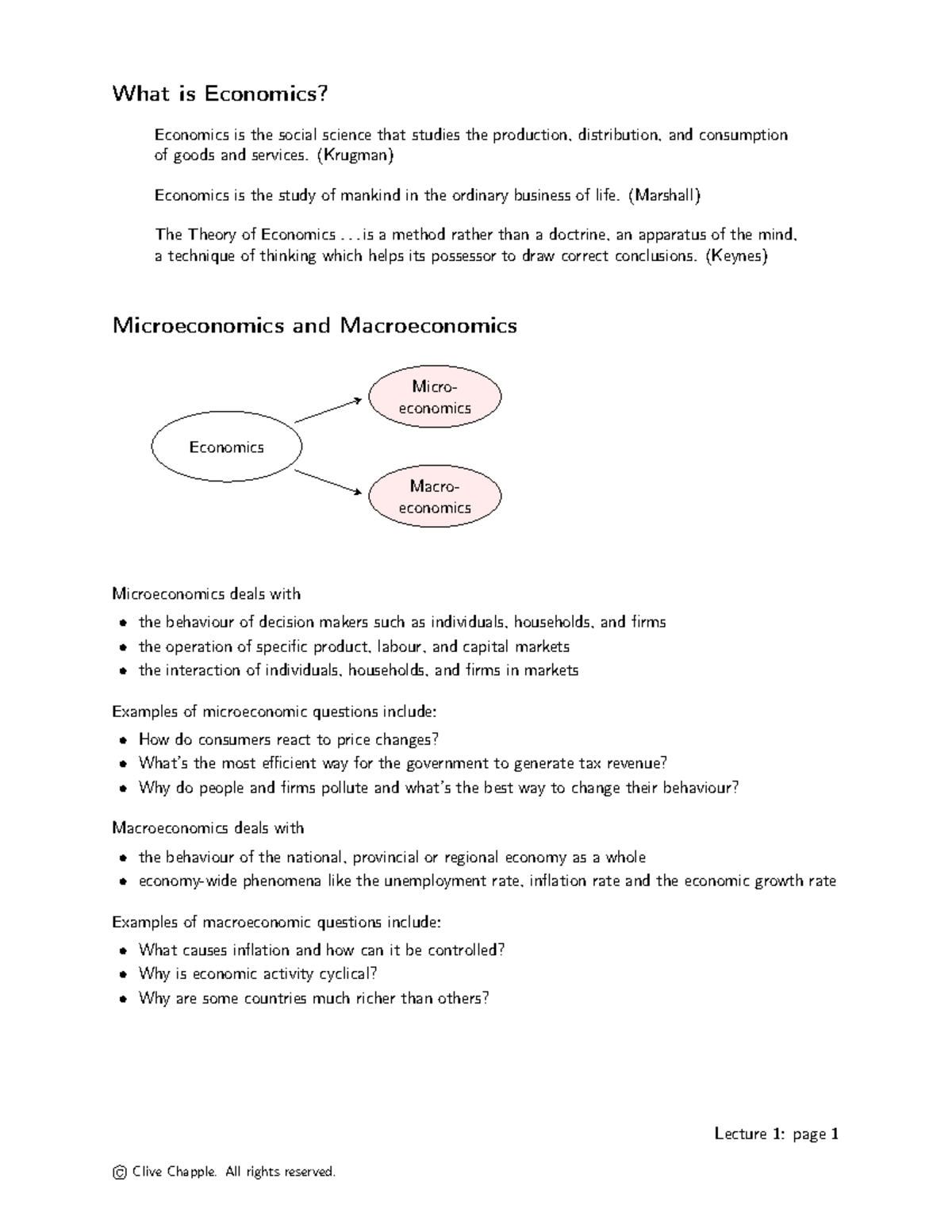 1. Lecture Notes - What Is Economics? Economics Is The Social Science ...