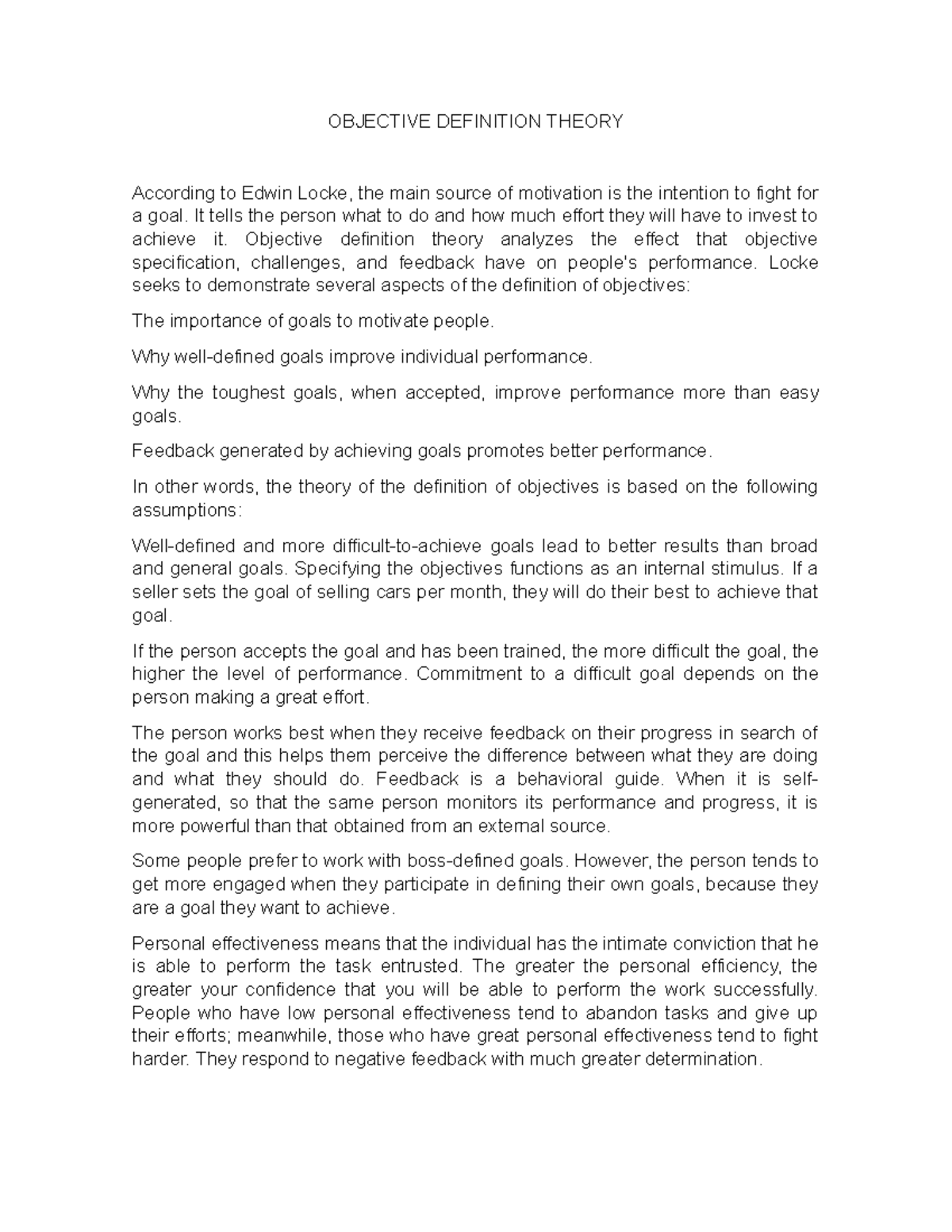 OBJECTIVE DEFINITION THEORY OBJECTIVE DEFINITION THEORY According to