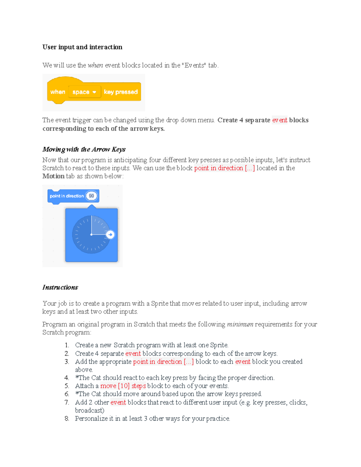 User input and interaction - The event trigger can be changed using the ...